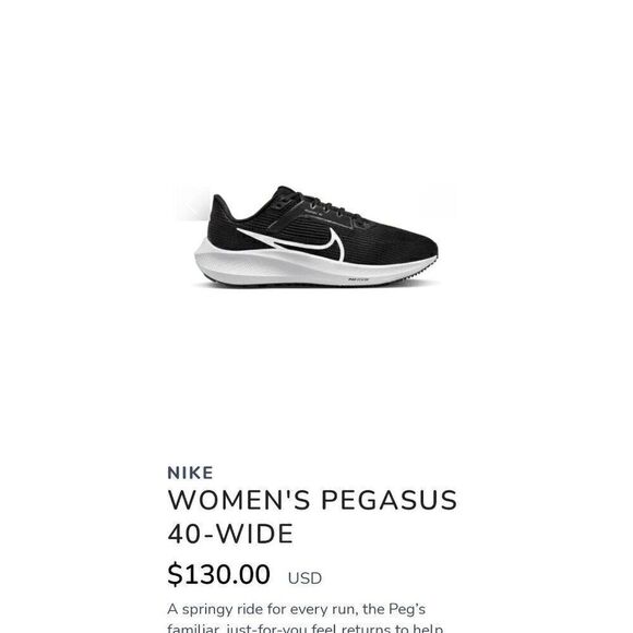 Brand New Nike Women's Pegasus 38 Wide Running Training Shoes Black Size 11 058 - Picture 2 of 10